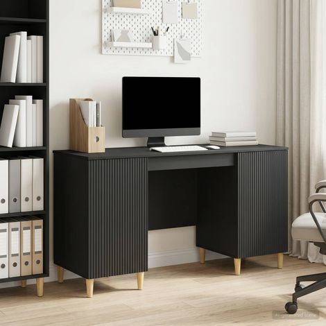 Bureau avec étagère Noir 142,5 x 50 x 75 cm Bois d'ingénierie vidaXL (1/5)