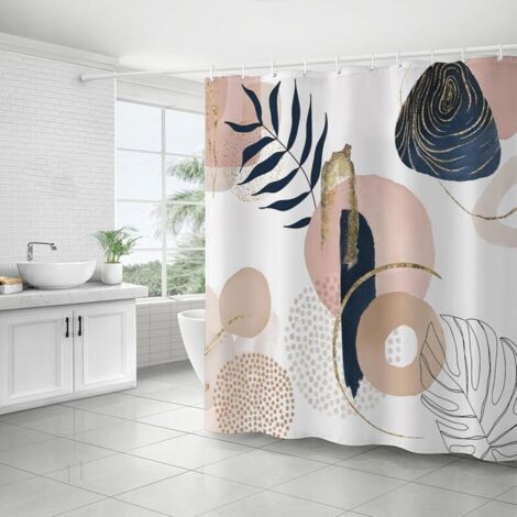 BUNTHAUS Rideau de douche anti-moisissure, rideau de bain, rideau de douche 180 x 180 cm, rideau de bain vintage, moderne, esthétique, rétro, imperméable, tissu polyester lavable