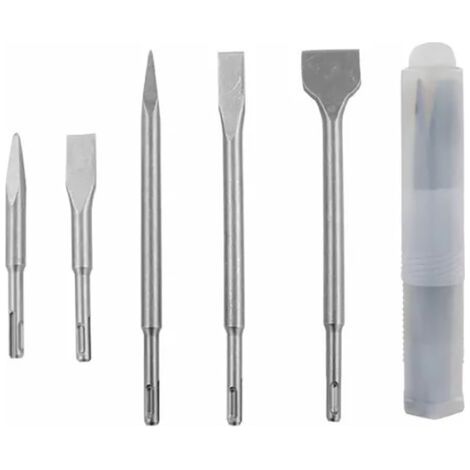 Jeux de 5 forets à percussion en acier 40Cr, pointes à marteau rotatif, type burin, tête plate