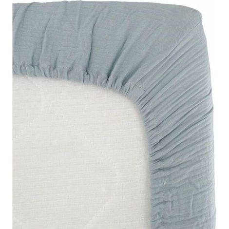 Domiva Spannbettlaken aus vintage blauem Baumwollstoff 70 x 140 cm