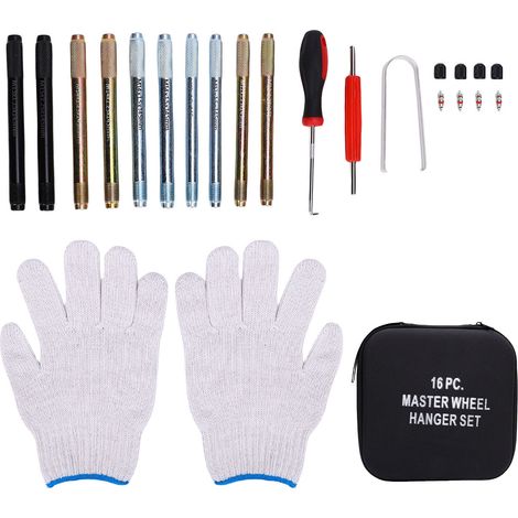 Ortviai Kit de Pions d’Alignement pour Roues – Outil d’Installation de Moyeu, 10 Tiges Métalliques, Clé à Valve et Accessoires (1/5)