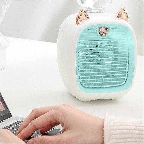 Ventilateur climatiseur à eau, mini ventilateur, ventilateur USB, humidificateur de table à pulvérisation turbo, gris et blanc-AquaForge (1/5)