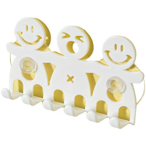 Soporte para cepillo de dientes y toallas con ventosa para baño y cocina, diseño de familia sonriente, 1 pieza. (1/5)