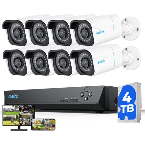 Reolink Kit de Vidéosurveillance 4K 8MP Détection Personne et Véhicule Vision Nocturne 30 Mètres,16 Canaux NVR en 3To