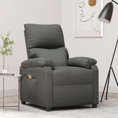 Fauteuil de massage, Fauteuil de relaxation confort détente, Chaise de Salle de Séjour Gris foncé Tissu ZSD41013 (1/5)