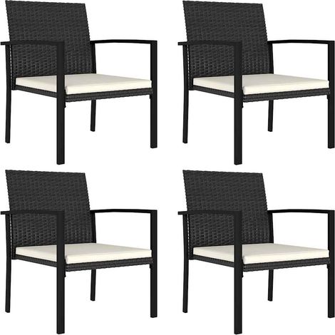 Garden Dining Chairs 4 pcs Poly Rattan Black vidaXL
