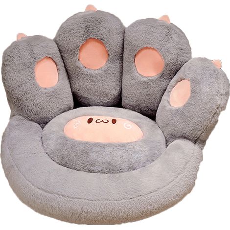 Coussin doux et mignon en forme de patte de chat - gris - petit (1/5)