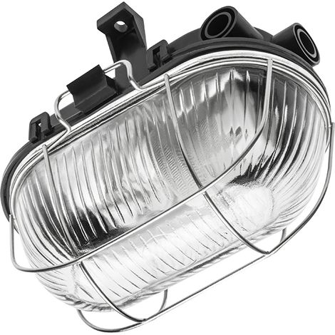 Lampada a canale Sanguesa KAM E27 IP54 40W con griglia nera - V-KAM060-10