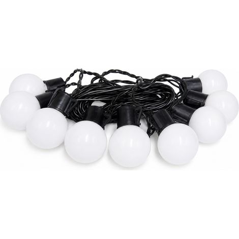 Guirlande Lumineuse G50 à Piles, 20 Ampoules Globe Blanc Chaud, Câble Noir pour Camping, Tente et Jardin (1/5)