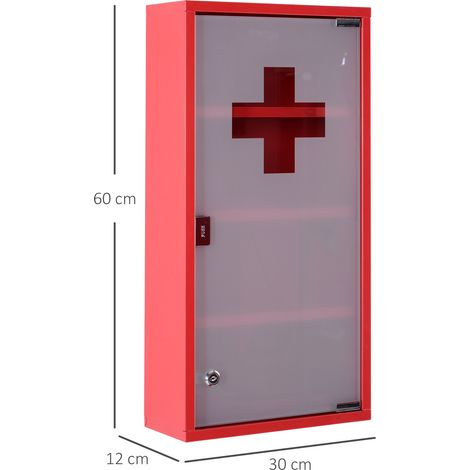 Armoire à pharmacie en acier inoxydable avec serrure, modèle 3 sûr et pratique pour la maison et le bureau (1/5)