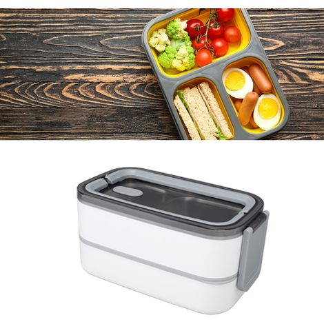 Isolierte Lunchbox aus Edelstahl im japanischen Stil für Schüler, mikrowellengeeignet, weiß. (1/5)