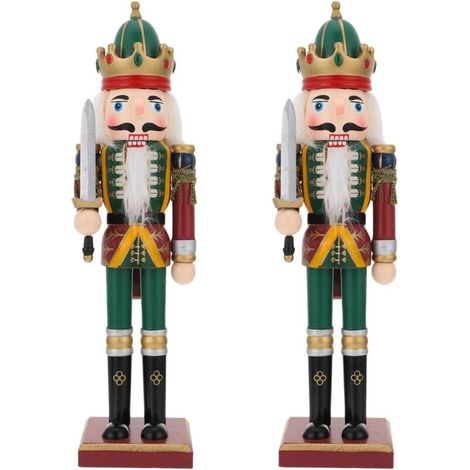 SABIR 2 pièces Artisanat Figurines debout Cadeaux Tambour Table Maison Fête Pain d'épice Thème À l'intérieur Boulanger Bois Décorations de Noël Poupée : Figurine Décoration Marionnette Enfants (1/5)