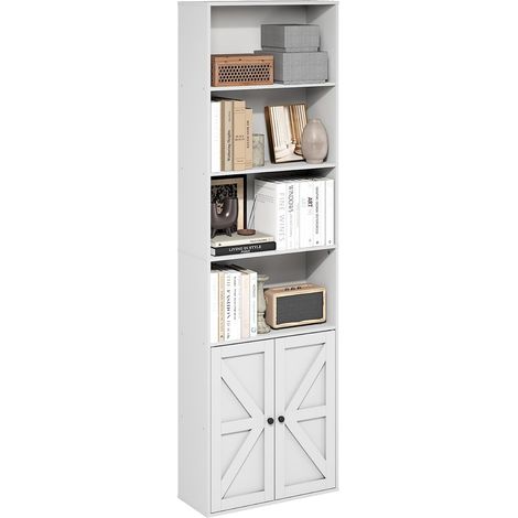 Étagère rustique à portes granges, bois composite certifié PEFC, 4,5 kg par niveau, salon bureau entrée (1/5)