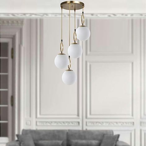 Suspension grappe 5 globes blancs avec anneaux SIERRE (1/4)