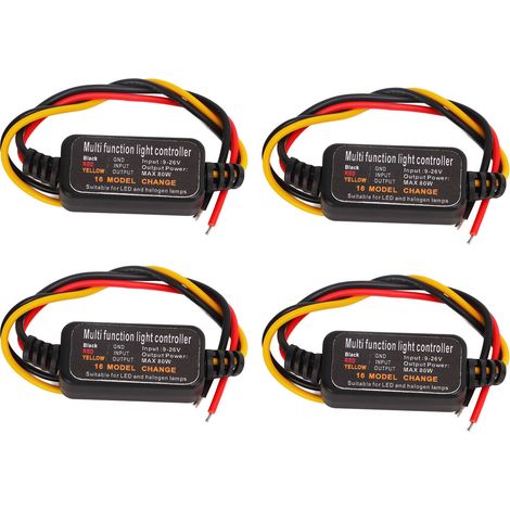 feux de freinage clignotants à LED DC9-26V avec contrôleur stroboscopique et 16 modes réglables pour voiture et moto (1/5)