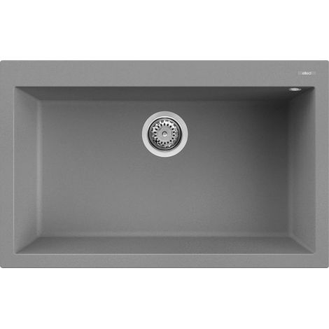 Lavello Elleci Incasso 1 vasca 79x50 Quadra 130 Metaltek Grigio Titanium LMQ13073