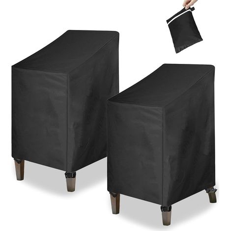Lot de 2 housses de chaise de jardin 120 x 66 x 73 x 84 cm avec poignées épaissies et cordon de serrage, imperméable et respirante en tissu Oxford 210D pour extérieur inclinable. (1/4)