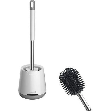 Brosses et supports WC en silicone, nettoyant en profondeur, brosse WC avec support à séchage rapide pour salle de bain (1/4)