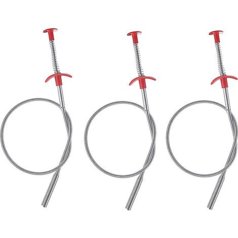 lot De 3 60cm Spring Pipe Dredging Tool Dboucheur De Drainage En Acier Inoxydable Outils De Dragage D'gout Outils De Nettoyage De Cheveux Pour Vie (1/5)