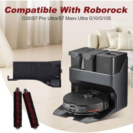 NALOOKAMIC Lot de 1 + 2 filtres de réservoir pour aspirateur + brosse de nettoyage compatibles avec Roborock S7 Pro Ultra /S7 Maxv Ultra/O35/G10s (1/2)