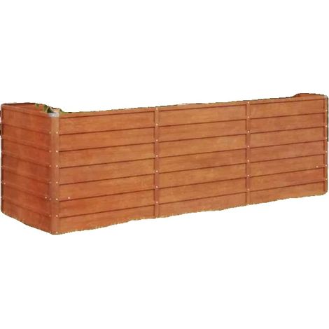 Jardin surélevé, acier Corten, 240 cm x 80 cm x 77 cm, finition anticorrosion, adapté à un usage extérieur, conçu pour les légumes et les fleurs (1/5)