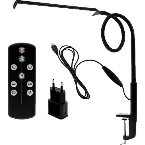 Lampada da scrivania con braccio regolabile, protezione per gli occhi e telecomando - Nera (1/2)