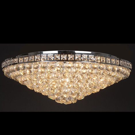 Lustre Suspension Classique en Fer et Verre Cristal Transparent Ø 80 x 27 cm - PANGIVO (1/3)