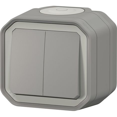 Legrand - Double interrupteur / va-et-vient ou poussoir Plexo complet saillie - gris