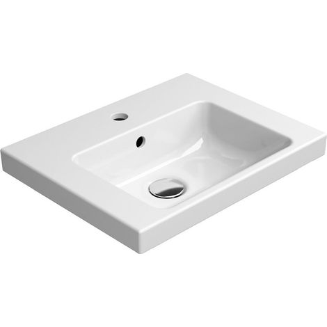 Lavabo en céramique NORM 50x40cm, blanc ExtraGlaze (1/3)
