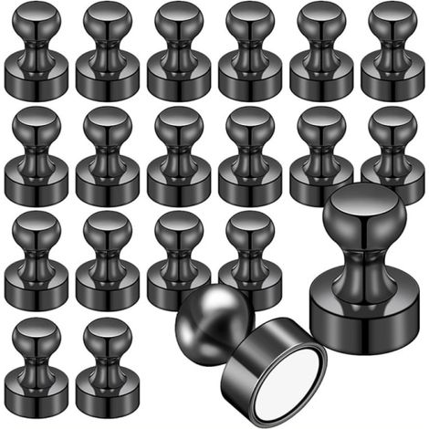 Lot de 20 aimants noirs pour réfrigérateur, aimants puissants, aimants pour tableau blanc, aimants pour adultes, petit format (1/4)