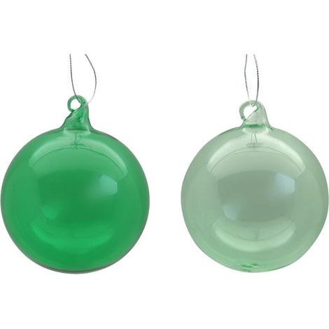Set 12 sfere in vetro colorato doppio tono verde 8 cm. (1/3)