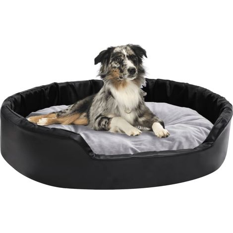 vidaXL Lettino per Cani Nero e Grigio 90x79x20 cm Peluche e Similpelle