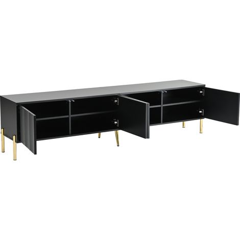 Mobile TV nero 190 x 38 x 48 cm con piedini dorati (1/5)
