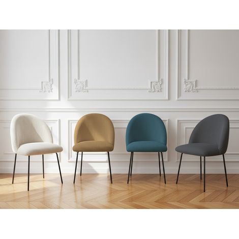 BOBOCHIC - Lot de chaises LALIE tissu velours côtelé et pieds métal noir Multicolore 3 (1/5)