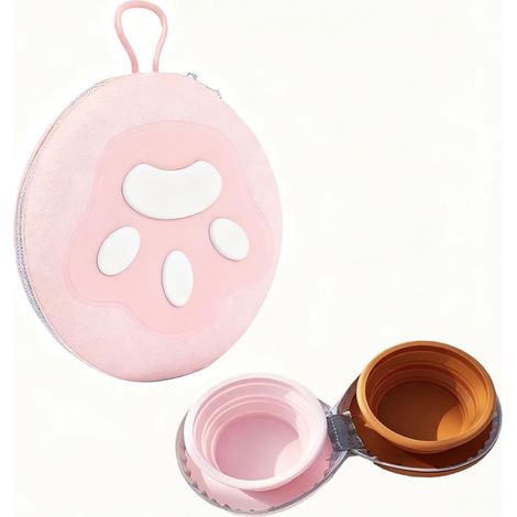 Gamelles pliables pour chiens (marron et rose), gamelle 2-en-1 portable en silicone pour nourriture et eau, gamelles de voyage pour chiens et chats, idéales pour le camping, la randonnée et les aventu (1/5)
