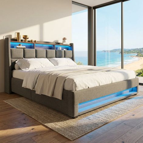 Audreamy Neo Ottoman Bed Grey Linen King (1/5)