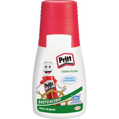 PRITT BASTELKLEBER, L''SEMITTELFREI, 50 G FLASCHE TROCKNET TRANSPARENT, MIT KALTEM WASSER ODER BEI 20 GRAD AUSWASCHBAR, KLEBEKOPF (1/5)