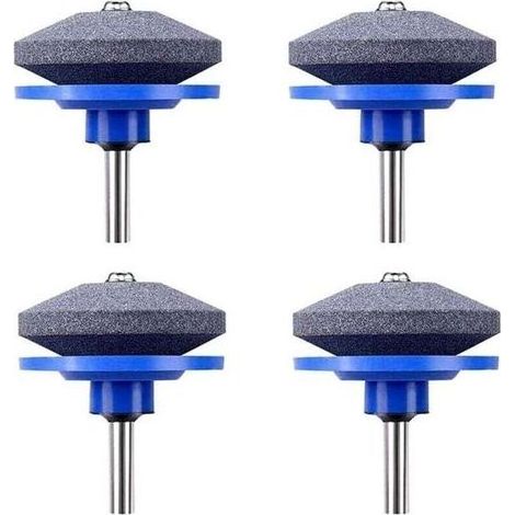Affûteuse de Tondeuse à Gazon,4 PCS Universel Tondeuse À Gazon Affûteuse De Lame Rotative Meuleuse De Jardin Pierre De Roue pour Perceuse Électrique Perceuse À Main Kit De Réparation (1/4)