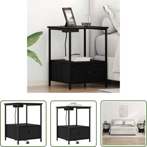 Rangement chambre - Cabinet de chevet Chêne noir 42 x 41 x 56 cm Bois d'ingénierie (1/5)