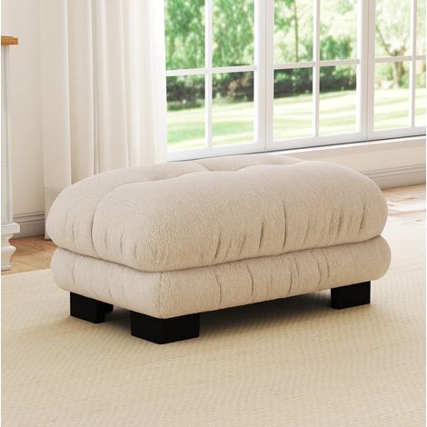 Paris Ottoman-Hocker aus hellbraunem Chenille-Stoff OKWISH (1/5)