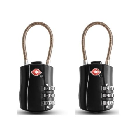 [2 Pack] Serrures à Bagages, Cadenas de sécurité à 3 Chiffres, Cadenas à Combinaison, Code de Verrouillage pour Les valises de Voyage Valise Sac de Bagages etc. -Noir