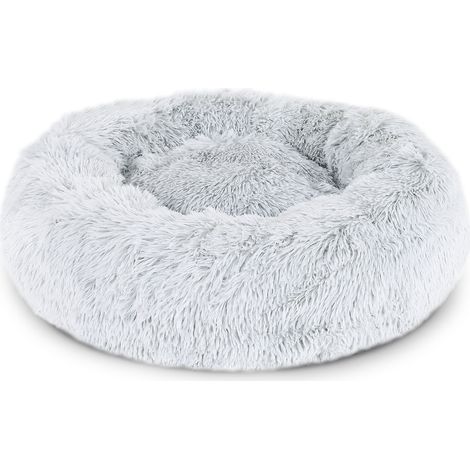 Hundebett rund Hundekissen Hundesofa Donut 80cm Durchmesser, hellgrau