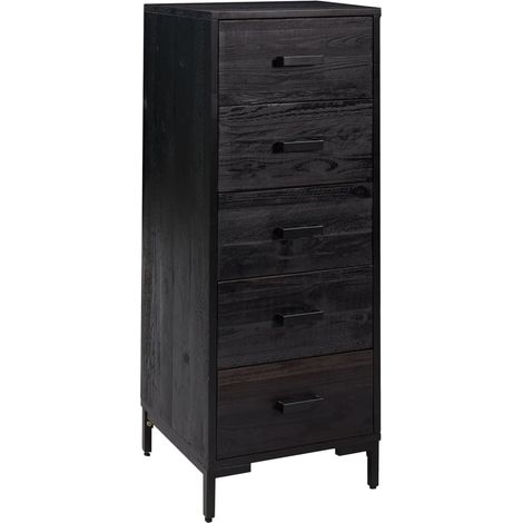 Maison Exclusive - Cassettiera Nera 42x35x110 cm in Legno Massello di Pino (1/5)