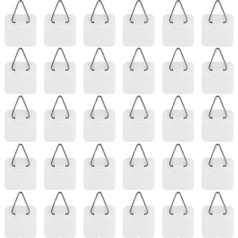Lot de 30 crochets adhésifs pour tableaux, fixation murale, pour cadres photo, supportant jusqu'à 1 kg, installation facile sans outils (petite taille S). (1/5)