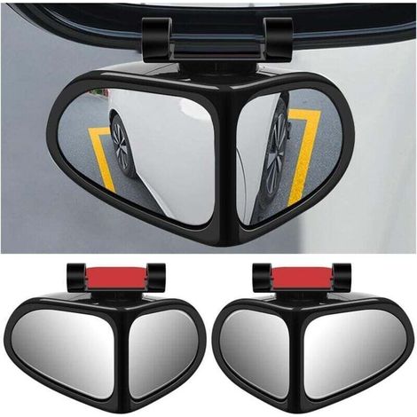 Miroirs angle mort voiture 2pcs noir - 360° rotation réglable grand angle HD - Rétroviseur auxiliaire universel - Pour voiture/camion/SUV - Conducteurs et propriétaires (1/3)