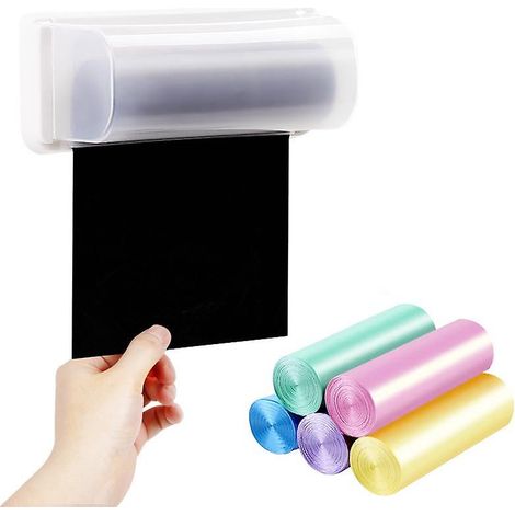 Boîte de rangement murale en plastique durable pour sacs poubelles, idéale pour la cuisine et la salle de bain. (1/3)