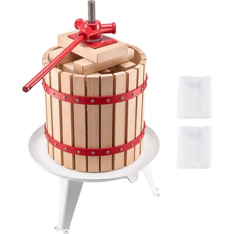 Pressoir à Fruits 12L en Bois Massif, 8 Blocs, Extracteur de Jus Manuel, pour Cidre, Vin, Raisin, Miel, Huile d'Olive, avec Poignée, Cuisine et Maison (1/5)