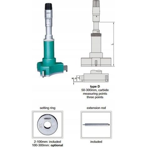 Micrometro a tre punti insize modello precisione 125 a 150 mm 0.005 mm