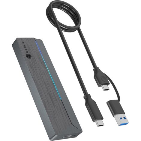 ICY BOX IB-1826MCL-CU31 USB-C M.2 NVMe & SATA SSD Gehäuse RGB Externe Gehäuse