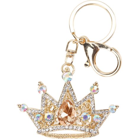 Rhinestone Keychain Crown Shape Shiny Exquisite Design Keychain for Car Pendant Bag OrnamentChampagne (1/5)